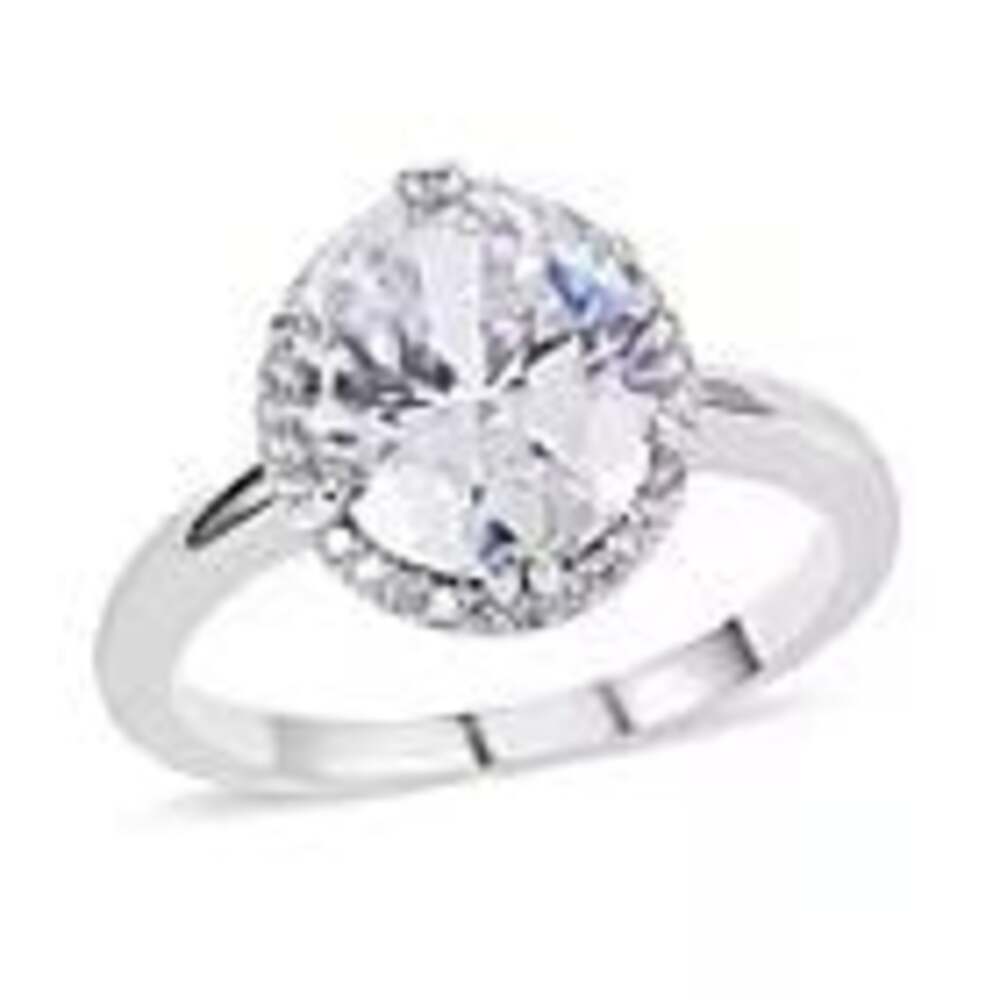 Oval Cut Halo Engagement Ring in with Lab Created Diamond Size 10